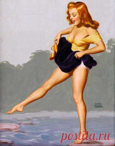 (1) Been there! #vintage #pinup #art #summer #river | pinups | Earl Moran, Pinup Art and Pinup