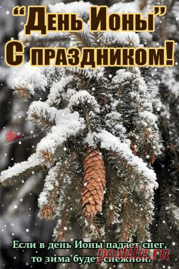 На День Ионы люди старались делать добрые дела и слушать себя. Приметы гласят: тихий день — к мирной зиме, ветер — к переменам. Пусть ваш день принесёт гармонию, тепло и ясные мысли. Открытки на День Ионы.