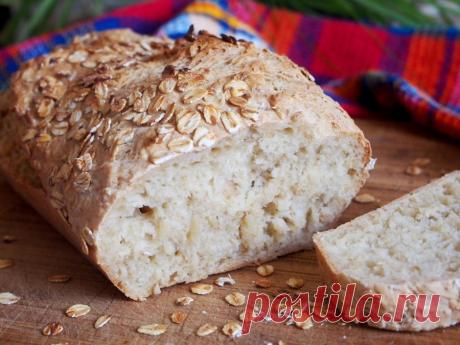 С нежной структурой и хрустящей корочкой;) Овсяный хлеб без замеса — Вкусные рецепты