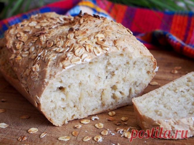 С нежной структурой и хрустящей корочкой;) Овсяный хлеб без замеса — Вкусные рецепты