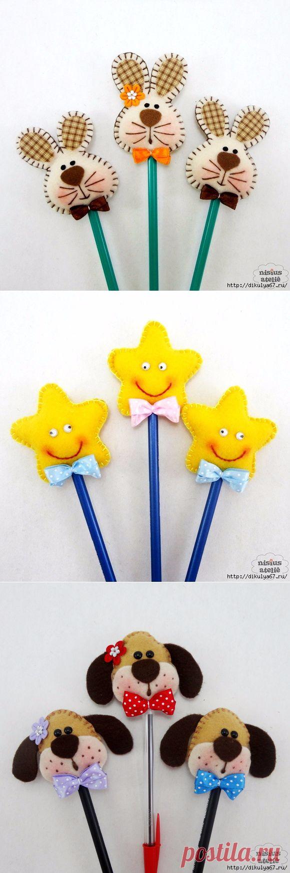 Фетровые колпачки на ручку или карандаш