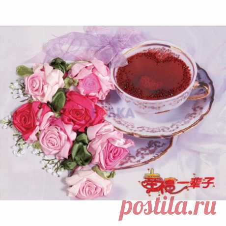 C-0152 Чайный натюрморт. Ribbon Embroidery. Набор для вышивания лентами