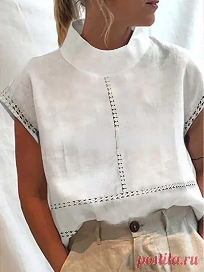 Hollow Simple Short-Sleeved Shirt