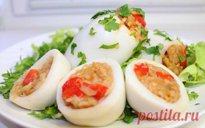 Кальмары фаршированные. Постное блюдо