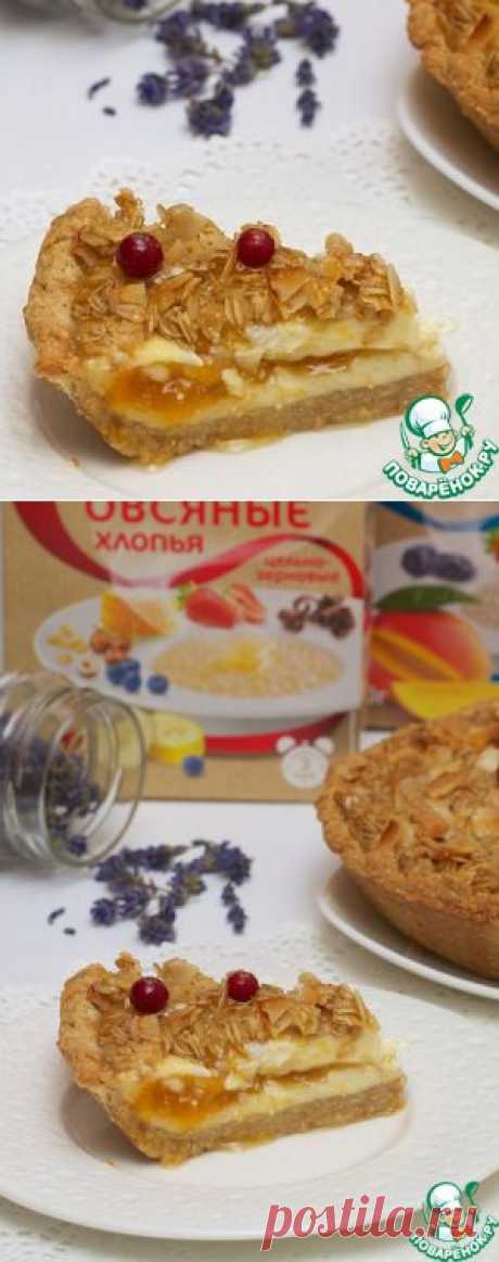 Творожный пирог на злаковой основе с абрикосом и лавандой - кулинарный рецепт