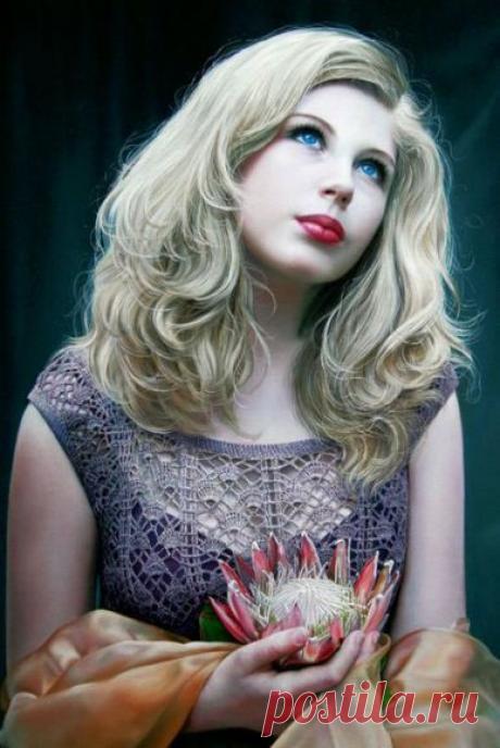 Женский портрет.  Художница из Бельгии Christiane Vleugels.