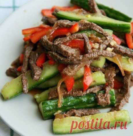Огурцы с мясом по корейски