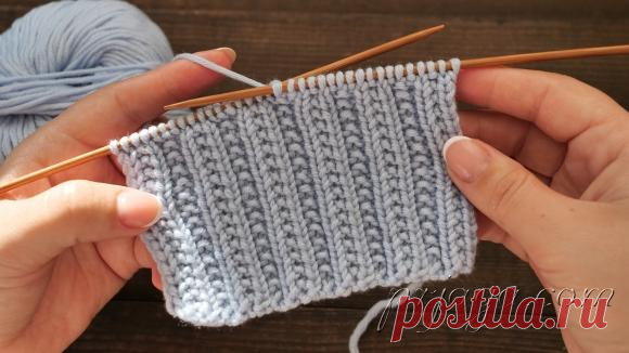 Фигурная резинка спицами для шарфа