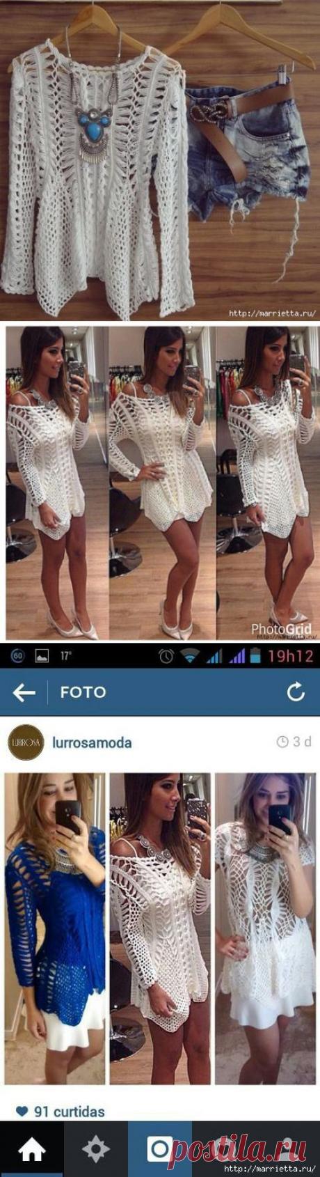 Вязание крючком на вилке. Красивая блуза