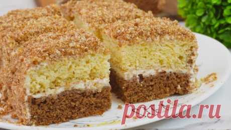 Пирог "День и Ночь", а по вкусу как Торт: все смешиваю ложкой и в духовку