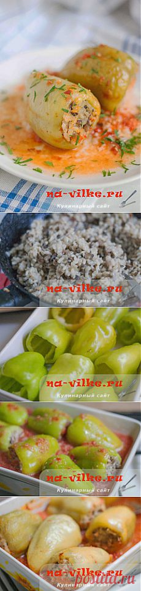 Фаршированный болгарский перец с мясным фаршем и грибами.