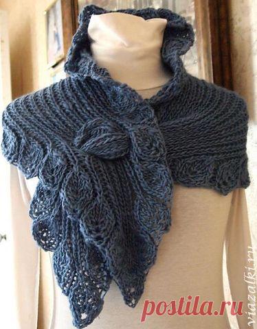 Шарф-Боа"Листики"спицами