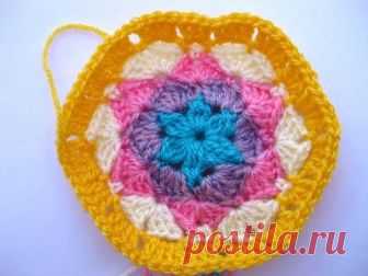 Шестигранный мотив крючком