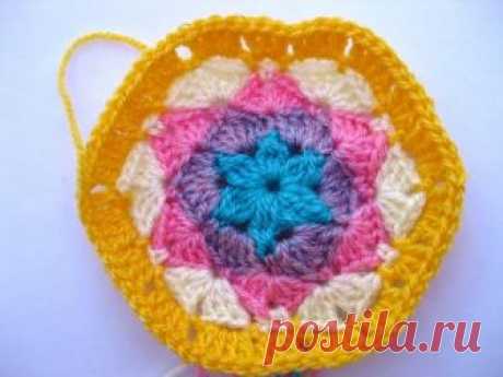 Шестигранный мотив крючком