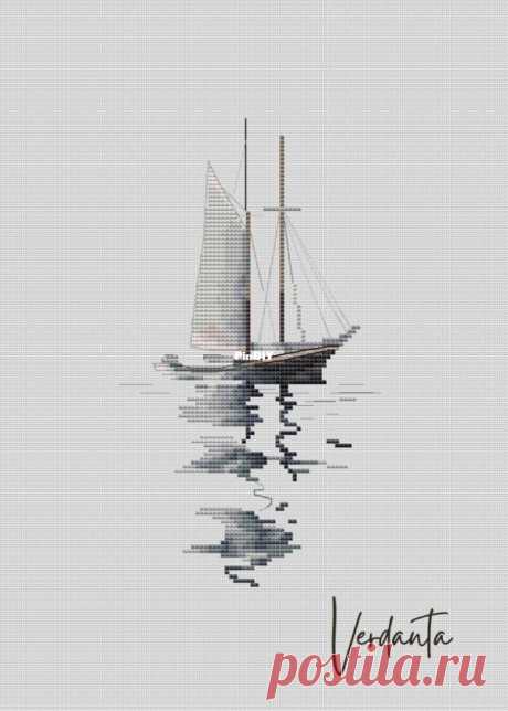 Two-masted Schooner by Olga Filatova  Edited by anniekins at 2023-11-8 08:41