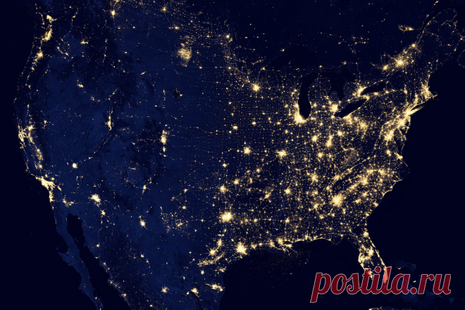 Огни ночной земли, вид из космоса: Черный мрамор 2012