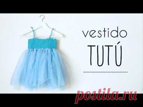 vestido TUTU (todas las tallas) con canesú de ABANICOS a crochet