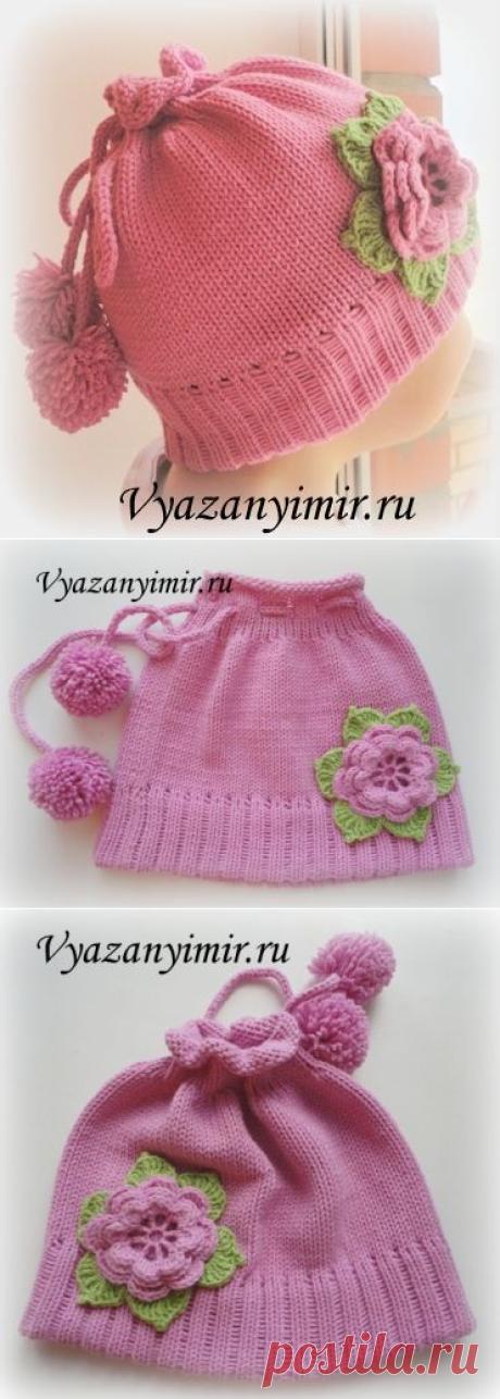 Летняя шапка для девочки на вязальной машине.