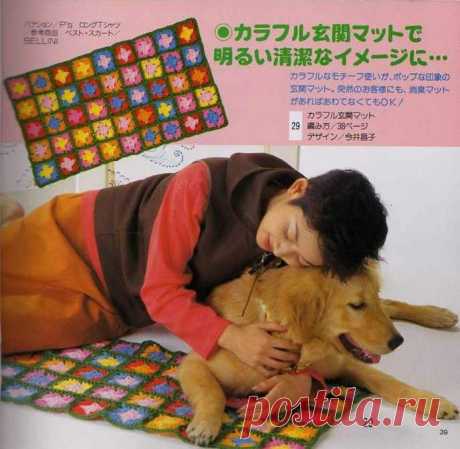 ЯРКИЙ КОВРИК ИЗ &quot;БАБУШКИНЫХ&quot; КВАДРАТОВ