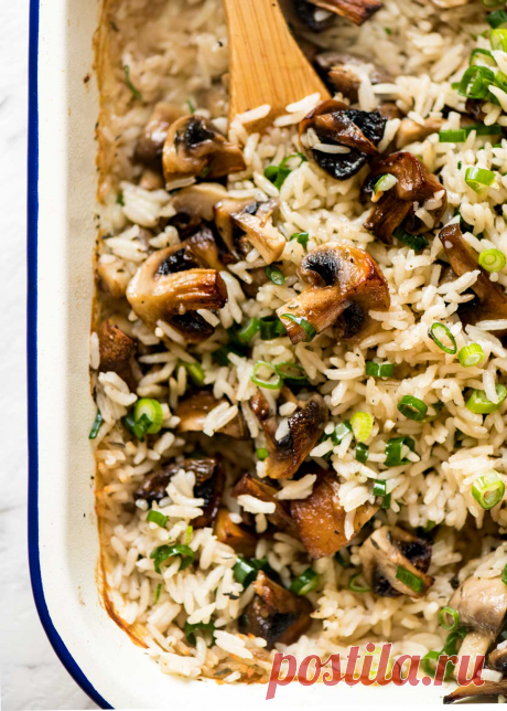 Baked Mushroom Rice | RecipeTin Eats Oven Baked Mushroom Rice - buttery, garlicky, golden brown juicy mushrooms and fluffy rice, all made in one pan in the oven!