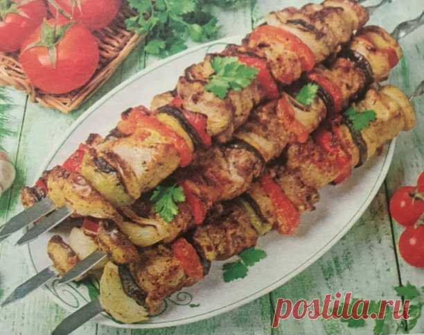 Свинина с овощами. Шашлык на майонезе