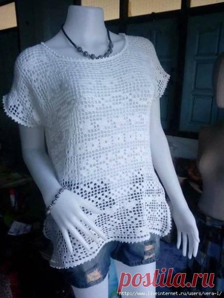 Идея. Чудесная филейная кофточка 
#идея #кофточка