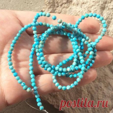 Купить Бирюза 3,5 мм голубая шар гладкий бусины камни для украшений