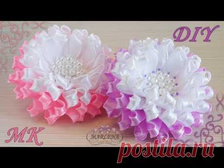 🌺 Цветы канзаши из узкой ленты. МК/DIY 👐