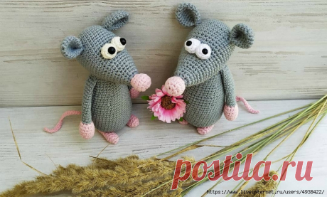Игрушка Крыса, связанная крючком. Автор: Lisa Azarova. Игрушки для души. / Обсуждение на LiveInternet - Российский Сервис Онлайн-Дневников