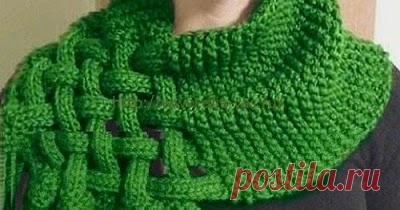 КРАСИВЫЙ СНУД Как связать снуд с переплетением.