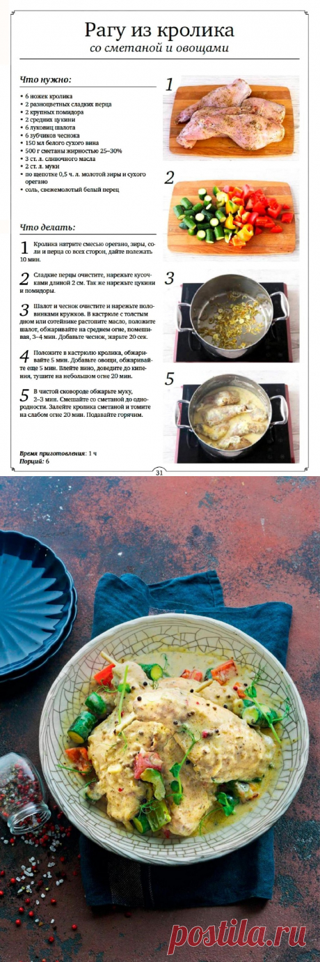 Рагу из кролика со сметаной и овощами