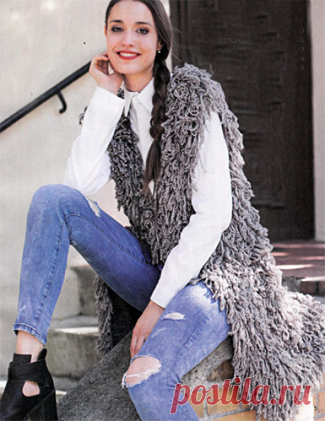 Жилет из вытянутых петель