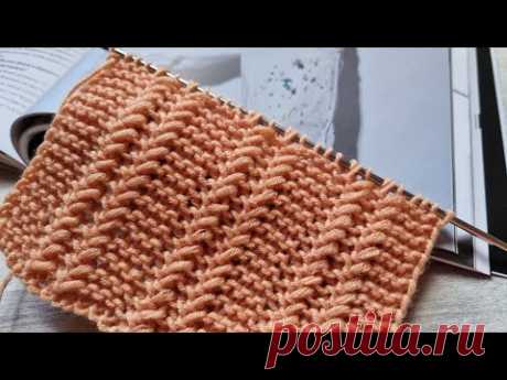 Рельефные дорожки спицами 🍁knitting pattern.
