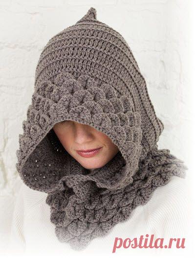 Капюшон узором «Драконьи чешуйки» | Домоводство для всей семьи