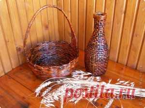 Корзинки из газетных трубочек