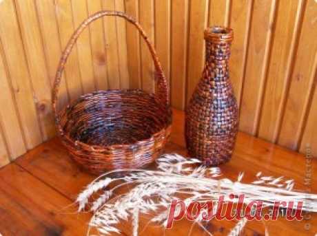 Корзинки из газетных трубочек
