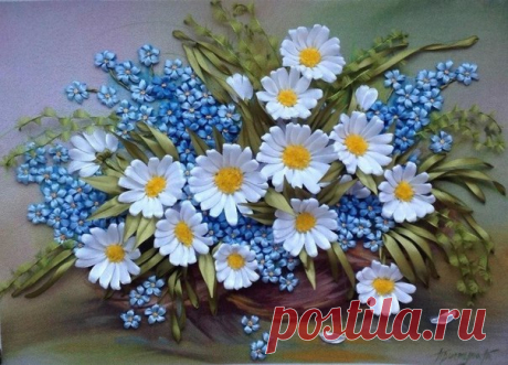 Вышивка лентами. Браво мастерам, создавшим красоту!