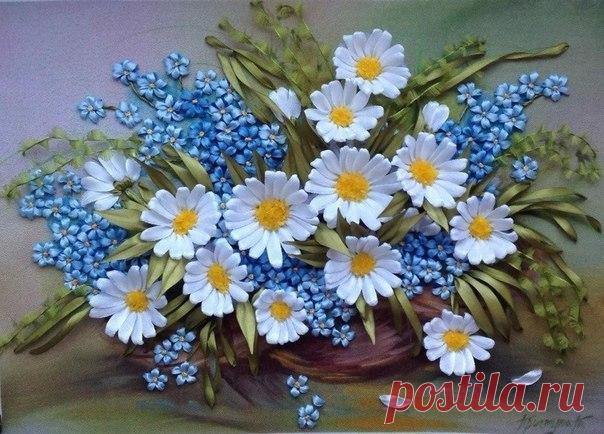 Вышивка лентами. Браво мастерам, создавшим красоту!