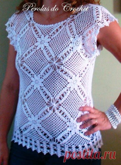 Вяжем крючком летний топ. Ажурное вязание для женщин схемы | Laboratory household