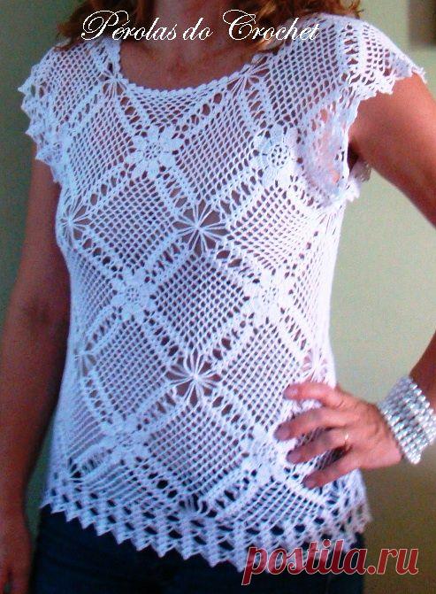 Вяжем крючком летний топ. Ажурное вязание для женщин схемы | Laboratory household