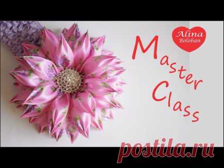 ▶ Хризантема с Новыми Лепестками Канзаши / Chrysanthemum with new petals kanzashi - YouTube