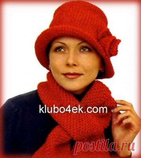 Шляпка (крючком) и шарф (спицами) «Аленький цветочек». / klubo4ek.com
