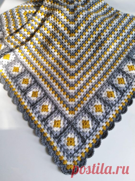 Crcohet Granny square blanket with Granny Square border.