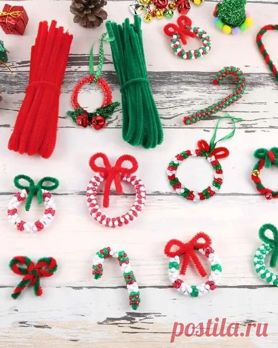 Новогодние поделки из синельной проволоки своими руками