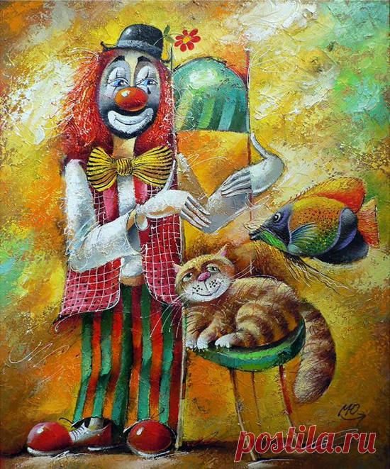 The symbol of the circus - clowns - paintings by Yuri Matsik - ego-alterego.com