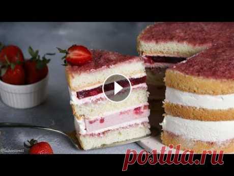 Торт КЛУБНИКА СО СЛИВКАМИ/ Подробный РЕЦЕПТ нежного вкусного торта с КЛУБНИЧНЫМ МУССОМ Друзья, в этом видео я сняла для вас подробный РЕЦЕПТ очень вкусного и нежного ТОРТА, который назвала КЛУБНИКА СО СЛИВКАМИ! Состоять он будет из бискв...
