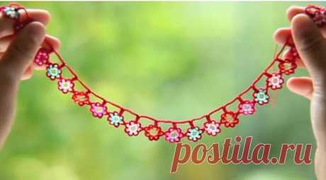 crochet flower garland with beads, video tutorial - crafts ideas - crafts for kids