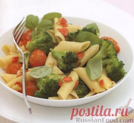 Рецепт: Макароны с брокколи и помидорами на RussianFood.com