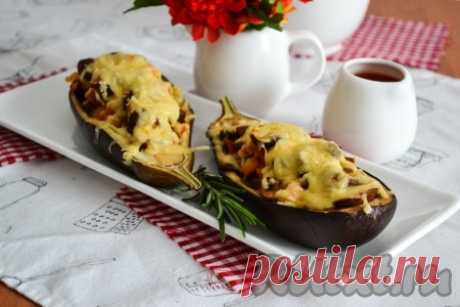 Баклажаны, фаршированные грибами, запеченные в духовке