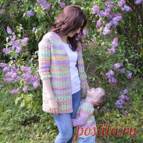 Кардиган для мамы и дочки! Идеи для вязания!
Автор: Алсу Сафина.
Пряжа ализе коттон голд батик. На взрослый размер 42-44 ушло 5 мотков, на детский размер 92-2 мотка #крючок #вязание_детям #вязаный_жакет